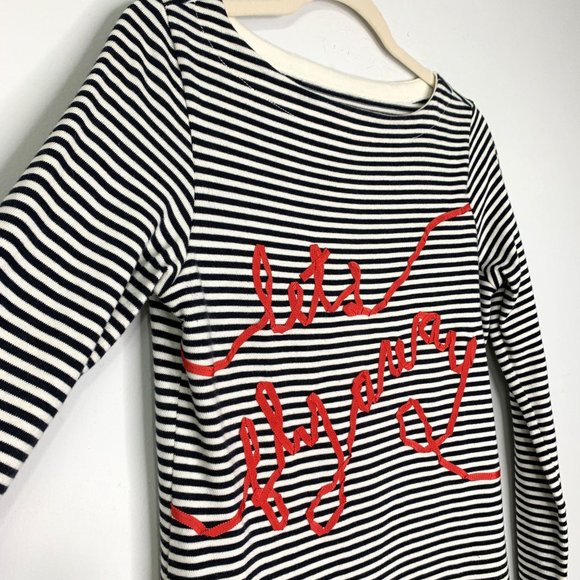 KATE SPADE‎ Lets Fly Away Graphic Striped Long Sleeve Top Sz S - Picture 4 of 10